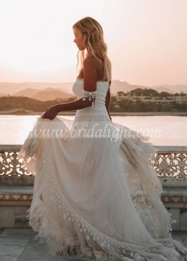 Bohemia Star tassel Chic Lace Wedding Dress