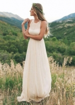 Elegant Bohemian Long Wedding Dresses A Line Chiffon Bride Gown