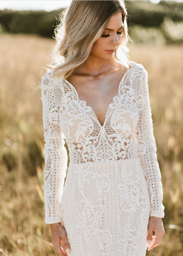 Lace Long Sleeve Wedding Dress 2023