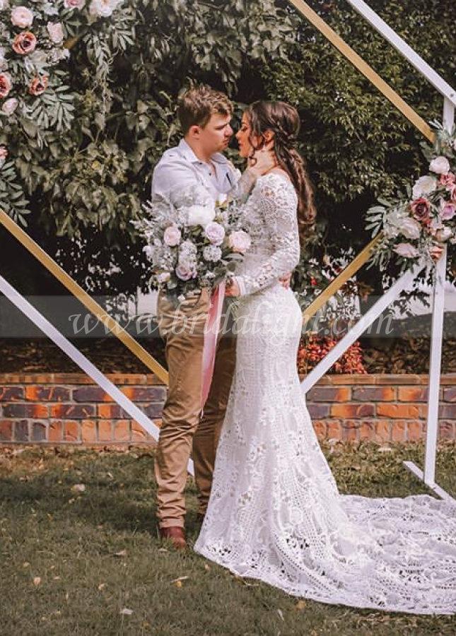 Lace Long Sleeve Wedding Dress 2023