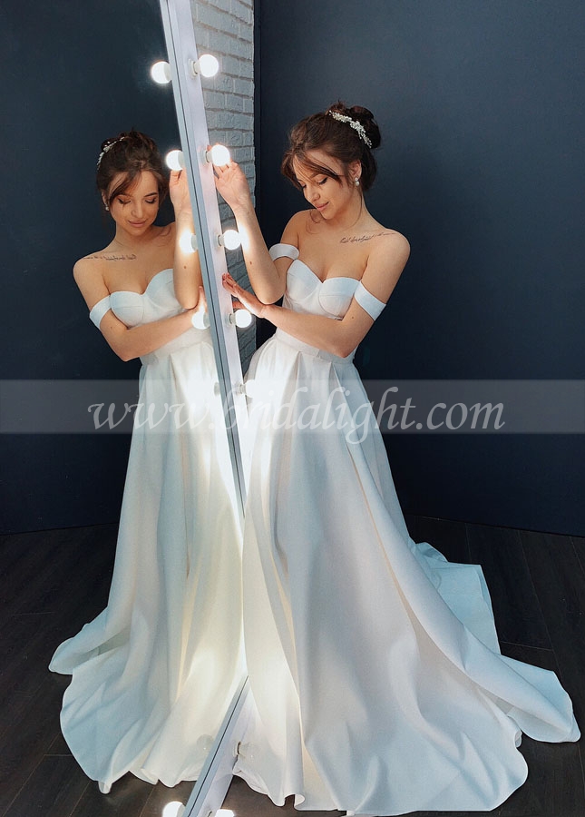 A-line Satin Simple Bride Dress Wedding