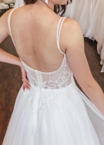 A-line Spaghetti Straps Lace Tulle Wedding Dress Open Back