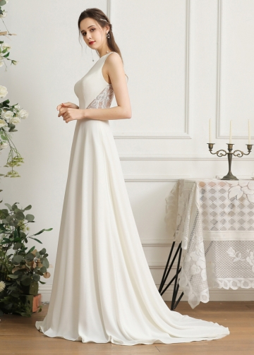 A-line Lace and Crepe Wedding Gowns