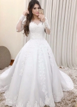 Appliques Lace Wedding Dresses Long Sleeves vestido de noiva de renda