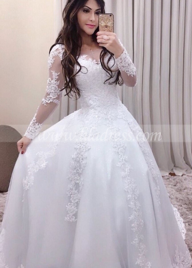 Appliques Lace Wedding Dresses Long Sleeves vestido de noiva de renda