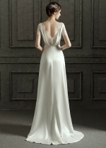 A-line Simple Satin Wedding Gown 2022 Lace Sleeves