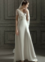 A-line Simple Satin Wedding Gown 2023 Lace Sleeves
