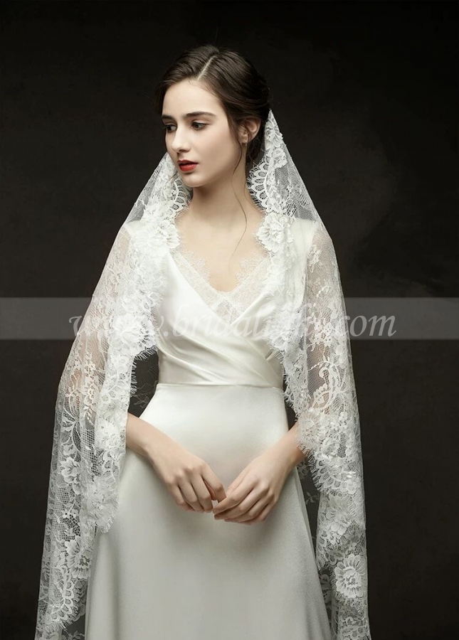 A-line Simple Satin Wedding Gown 2023 Lace Sleeves