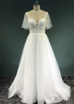 A-line Tulle Boho Elegant Bridal Gown