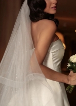 A Line Wedding Dresses Strapless Satin Vintage Simple Wedding Gown with Slit vestidos de novia