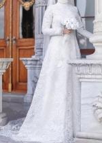 A Line Ivory Muslim Wedding Dresses