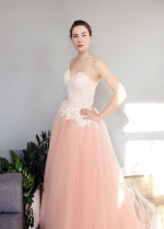 Blush Pink Tulle Skirt Two Toned Wedding Dresses for Sale