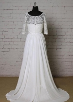 Beautiful Lace Chiffon Modest Wedding Dresses with Sleeves uk