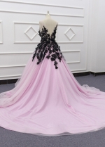 Black and Pink Wedding Dresses V-neck