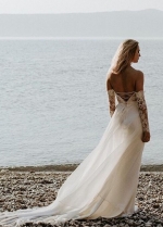 Boho Mermaid Bridal Dress With Removable Lace Sleeves