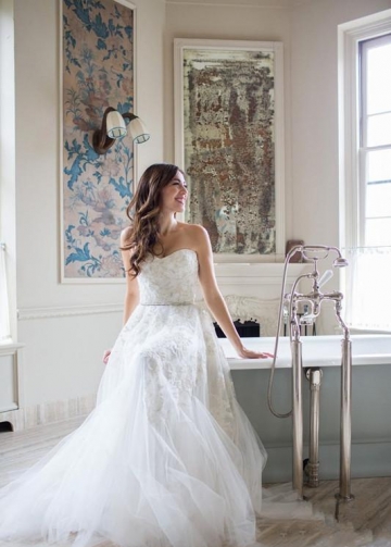 Beaded Lace A-line Strapless Wedding Dresses with Jewelry Belt vestido novia