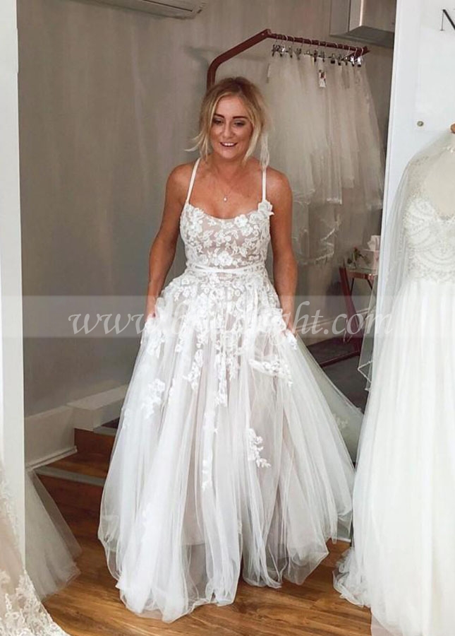 Boho Lace Wedding Dresses A Line Princess