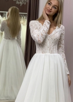 Bohemian Wedding Dresses Long Sleeve Lace Modest Bridal Gown