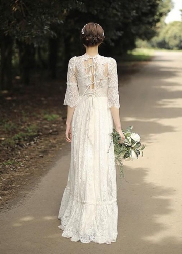 Bohemian Long Lace Wedding Dresses