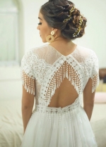 Bohemia Tassel Boho Wedding Dress Lace Backles