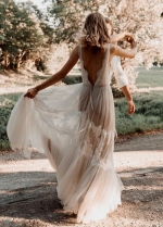 Bohemian Wedding Dresses V-Neck Backless Romantic Dreamy Bridal Gowns
