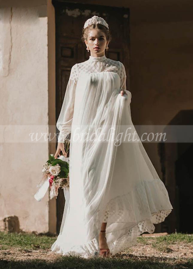 Bohemian Wedding Dresses Loose Long Sleeve Pregnant Bridal Gowns Fairy Vestido de Noivas Beach Gowns