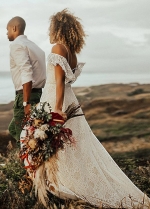 Boho Wedding Dresses V-Neck A Line Bridal Gowns Romantic Robe De Soriee