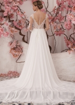 Chiffon Bridal Dress with See Through Sleeves
