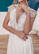 Casual Backyard Wedding Dresses with Cap Sleeves