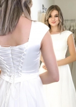Cap Sleeves Off White Simple Outside Wedding Gowns Floor Length
