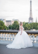 Cap Sleeves Lace Tulle Wedding Dress Ball Gown