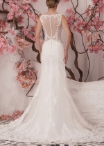Classic Mermaid Appliques Tulle Wedding Dress See Through Back