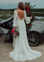 Chiffon Wedding Dresses Beach V-Neck Romantic Bridal Gowns Robe De Soriee