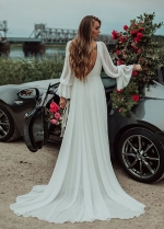 Chiffon Wedding Dresses Beach V-Neck Romantic Bridal Gowns Robe De Soriee