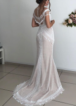 Chic Boho Tassel Lace Mermaid Wedding Dress