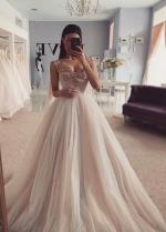 Dusty Color Tulle Wedding Dresses with Jewelry Bustier