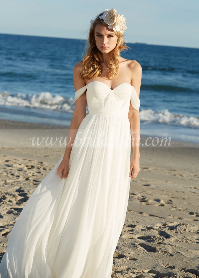 Exquisite Chiffon Summer Beach Wedding Dresses with Off-the-shoulder