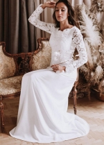 Elegant Long Sleeves Floor Length Wedding Dresses Country Wedding