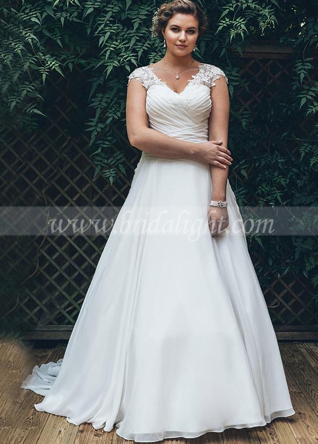 Elegant Plus Size Wedding Dresses Chiffon Pleats Elegant Vestido de Novia Bridal Dress