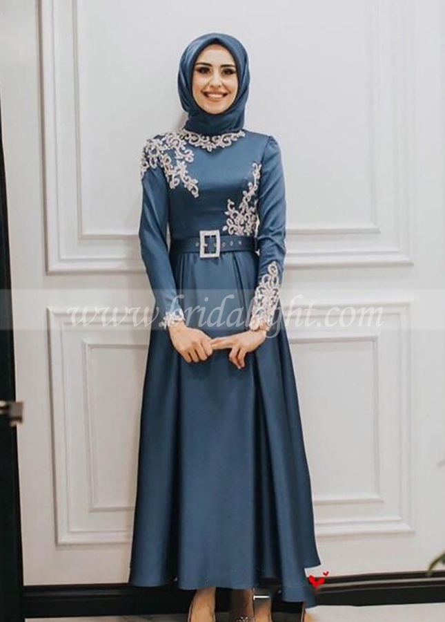 Elegant Simple Muslim Wedding Dress Formal Evening Gown