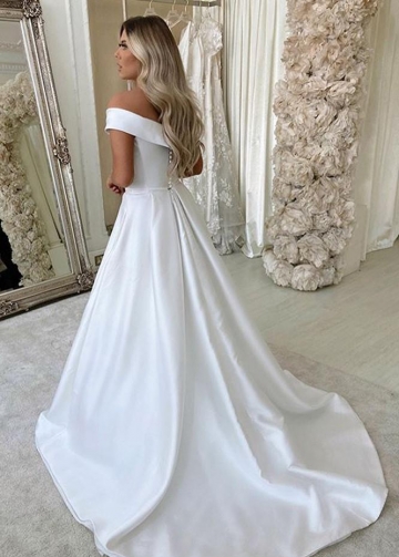 Fold Off-the-shoulder Satin Wedding Gowns 2022