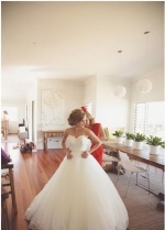 Feather Sweetheart Wedding Dress with Romantic Tulle Skirt
