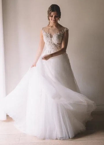 Floor Length A-line Wedding Dresses Tulle Skirt