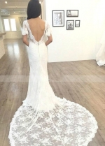 Full Lace Mermaid Bridal Dress Short Sleeves