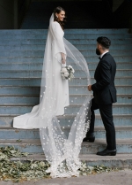 Flare Sleeve V-Neck Open Back Mermaid Simple Bohemian Wedding Bridal Gowns