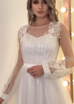 Floor Length See Through Long Sleeves Wedding Dresses