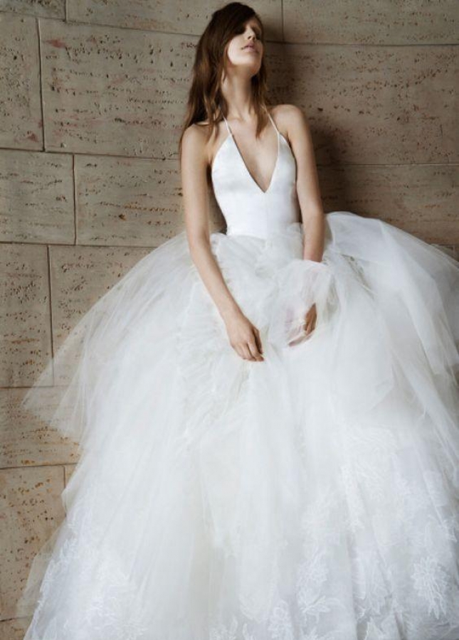 Halter Straps Sexy Wedding Dress with Puffy Tulle Skirt