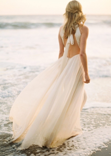 Halter Strap Casual Wedding Dress for Beach
