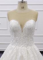 Illusion Neckline Lace Tulle A-line Wedding Dresses