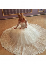 Illusion Lace Long Sleeves Wedding Gown vestido de boda